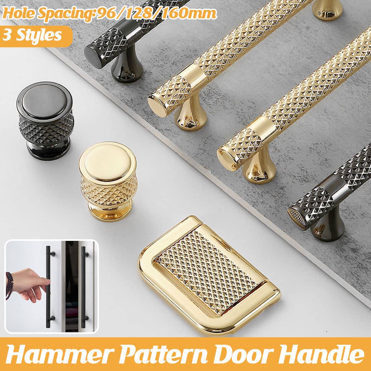 Hammer Pattern Drawer Pull Handle - Grey, Drawer Handle 64mm - view 2
