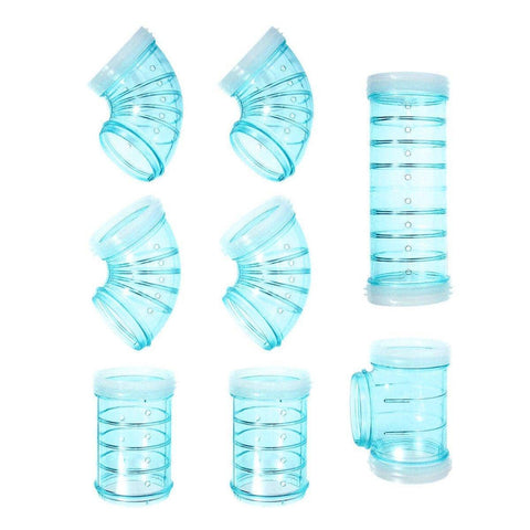 Hamster Cage Tunnel Set, Pack of 8 - Light Blue