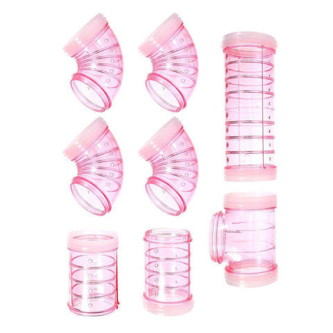 Hamster Cage Tunnel Set, Pack of 8 - Pink