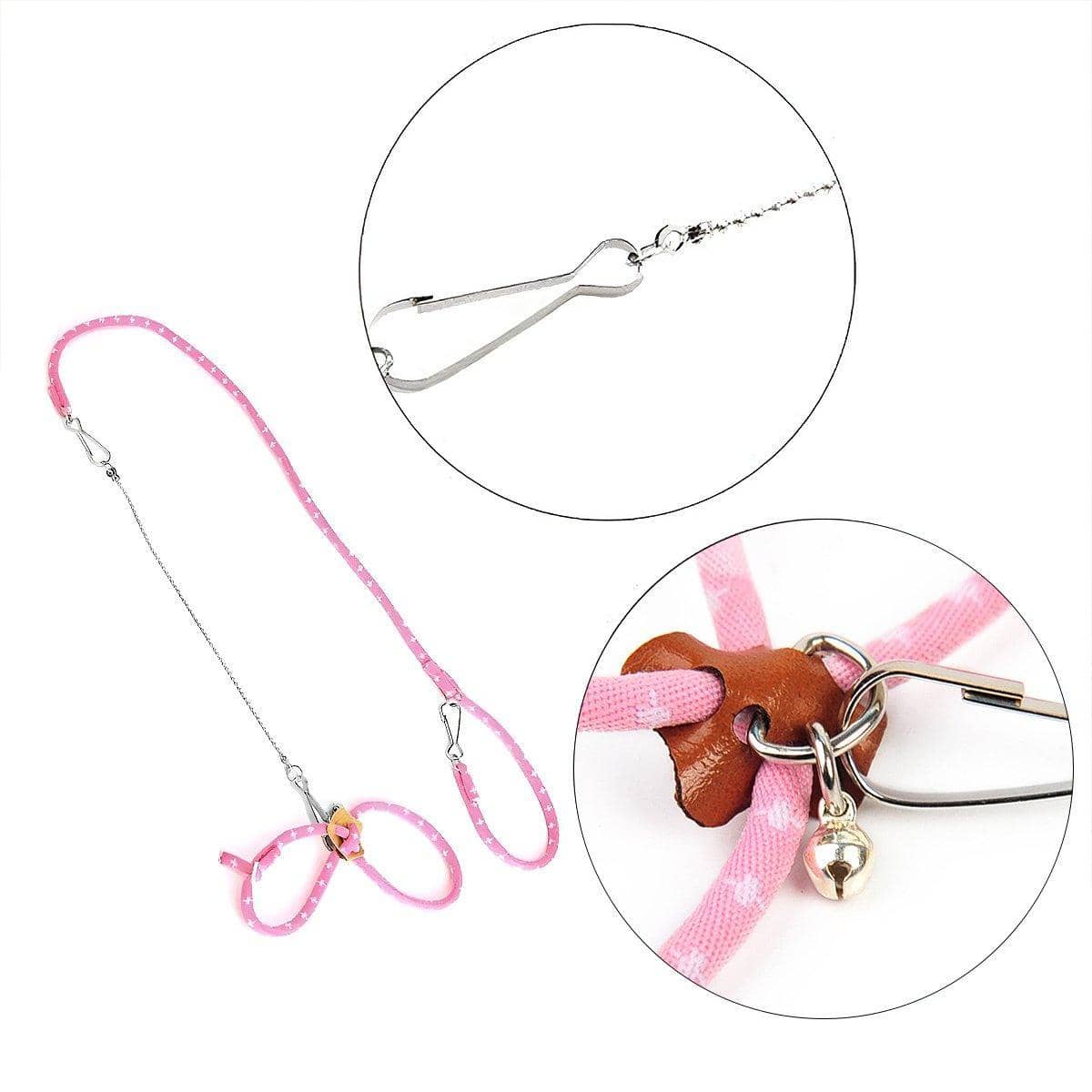 Hamster Traction Rope Harness and Leash with Chain - Pink - view 4