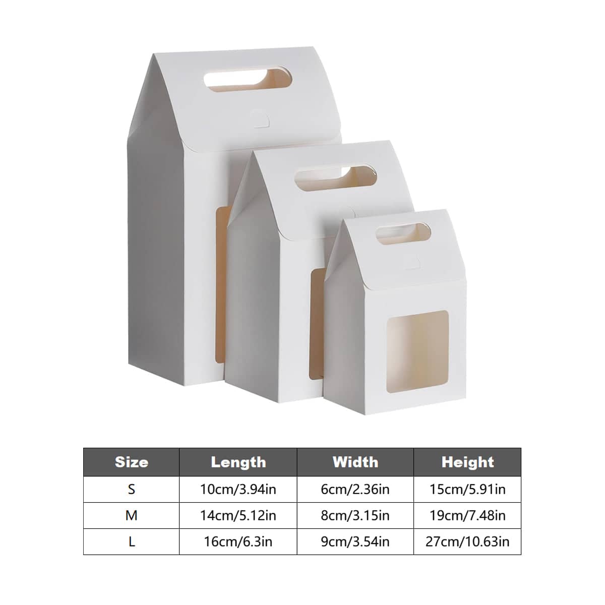 Handheld Kraft Paper Gift Box with Window, Pack of 24 - Size L (16 x 9 x 27 cm) - view 4
