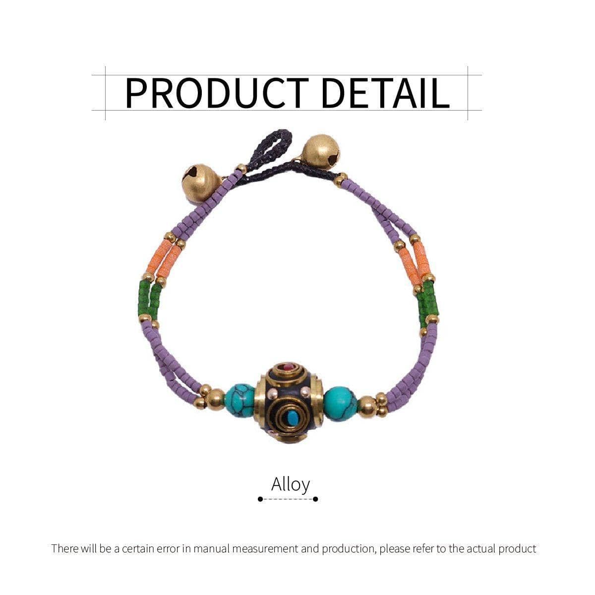 Handmade Ethnic Style Beaded Bracelet with Multicolour Stones and Sky Beads - view 3