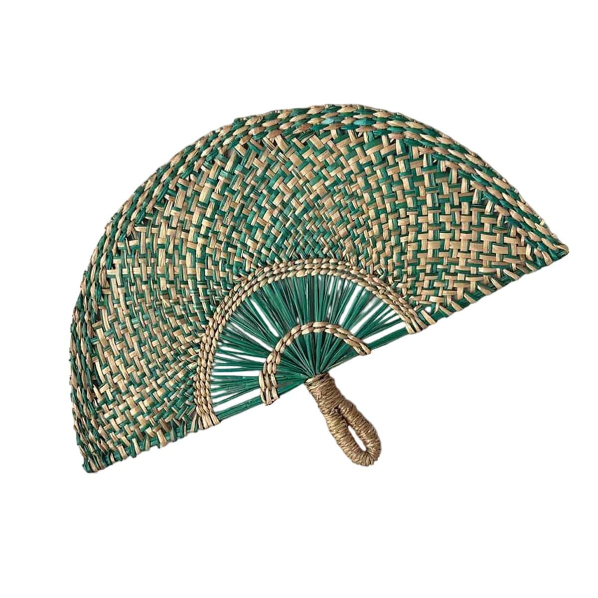 Handwoven Seagrass Hand Fan for Home Decoration and Summer Cooling, Green - view 2