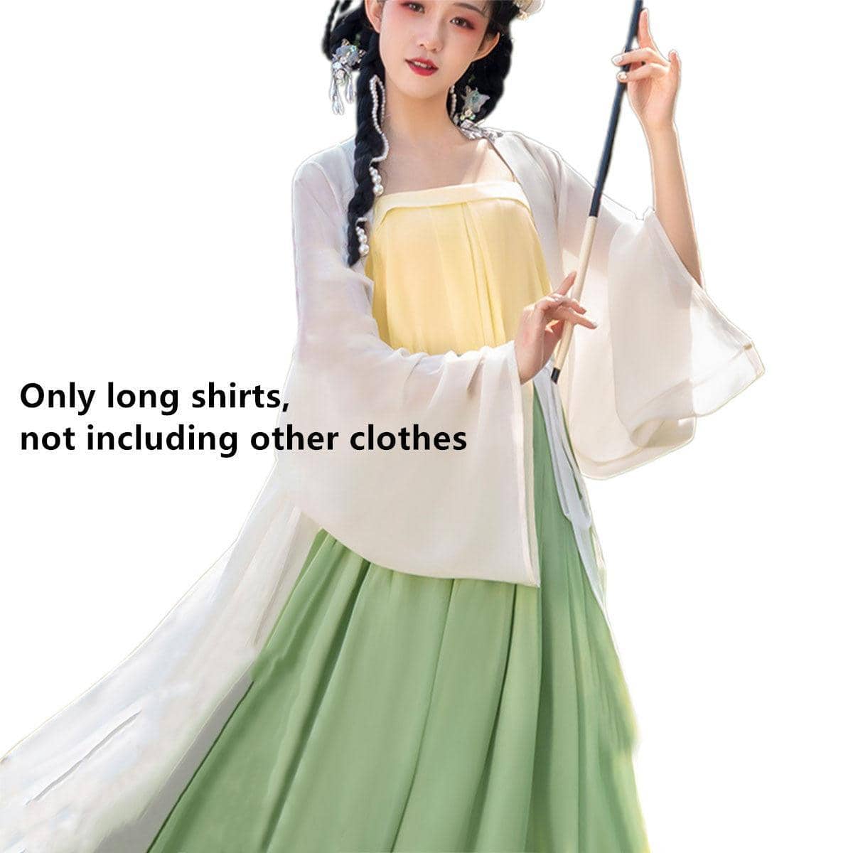 Hanfu Women's Long Lapel Top - Ivory, Medium (Bust 106 cm) - view 3