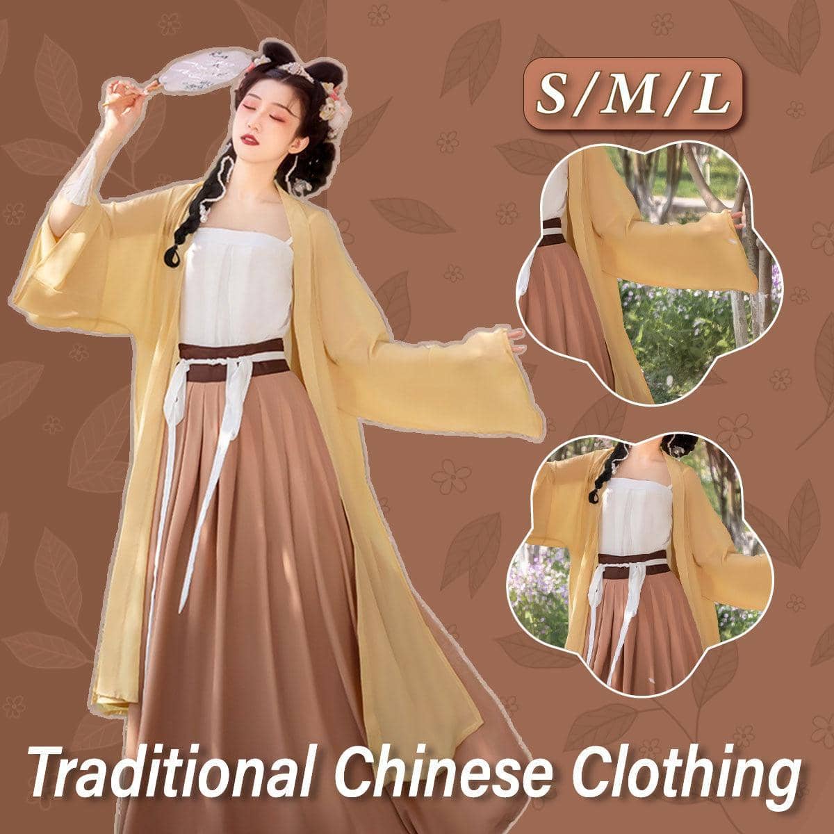 Hanfu Women's Long Lapel Top - Yellow, Large (Bust 112 cm) - view 2