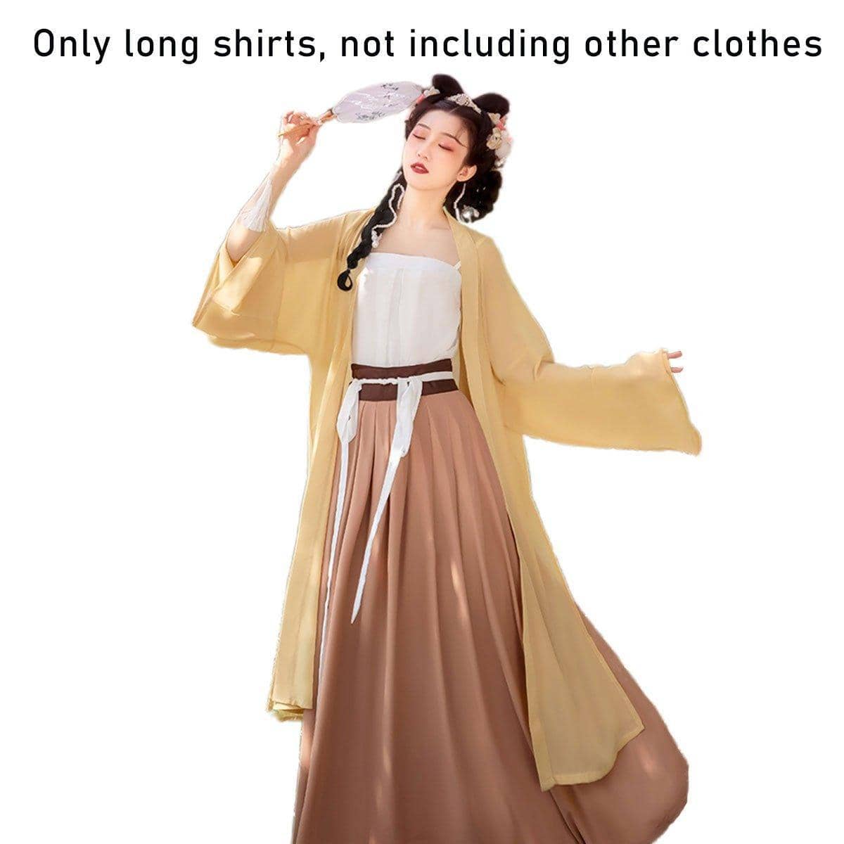 Hanfu Women's Long Lapel Top - Yellow, Small (Bust 100 cm) - view 3