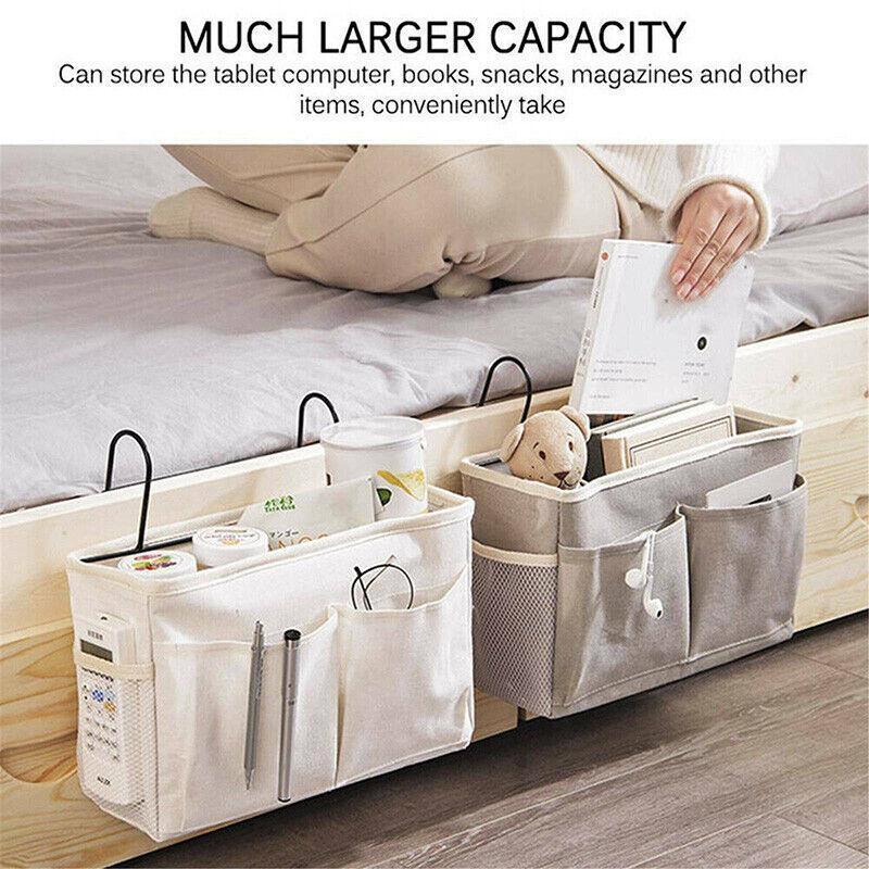 Hanging Bedside Storage Caddy with Pockets - Blue Triangle - view 13