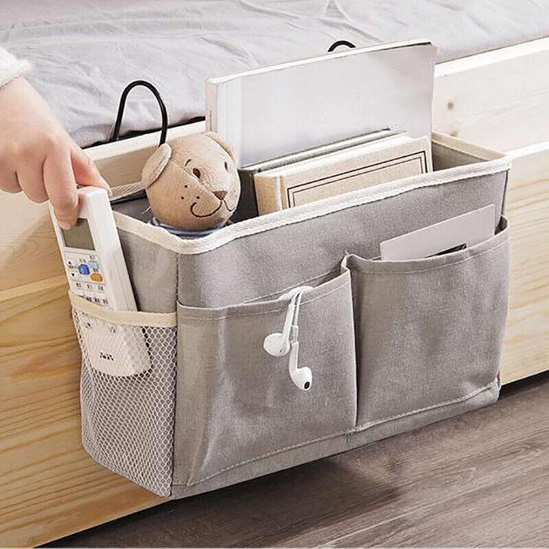 Hanging Bedside Storage Caddy with Pockets - Blue Triangle - view 9