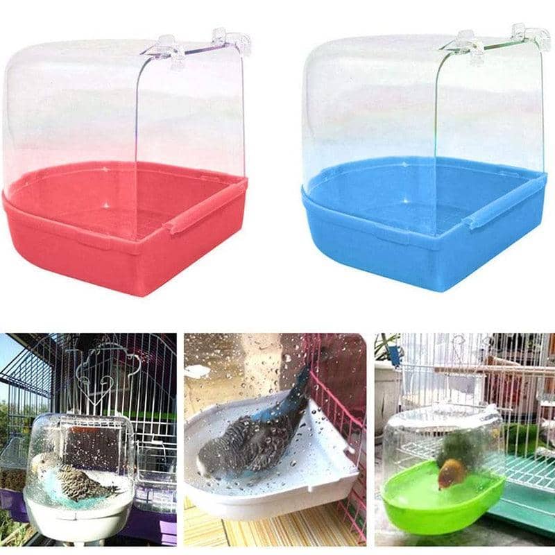 Hanging Bird Bath Tub for Cage - Coral Pink - view 5