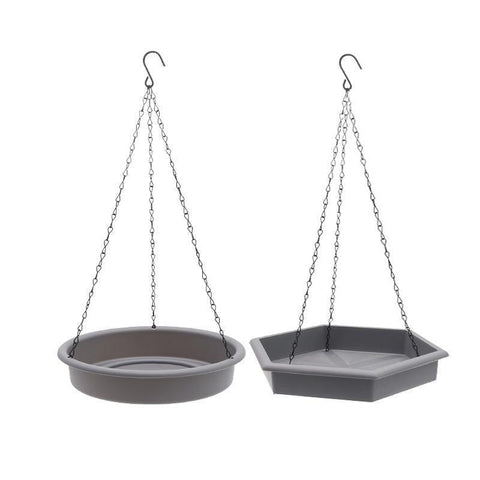 Hanging Bird Feeder and Water Tray Set for Garden - Grey