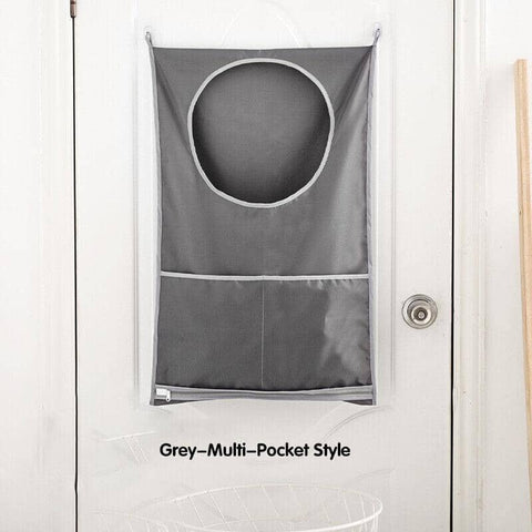 Hanging Laundry Bag with Pockets, 77 x 50 cm - Grey Oxford Cloth