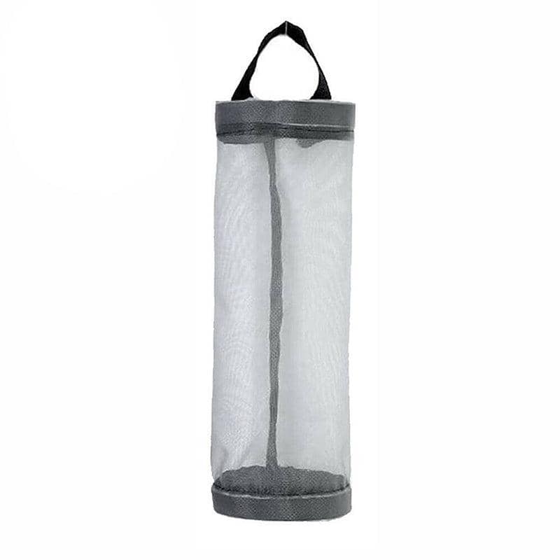 Hanging Mesh Bag Organiser, Plastic Bag Dispenser - Grey
