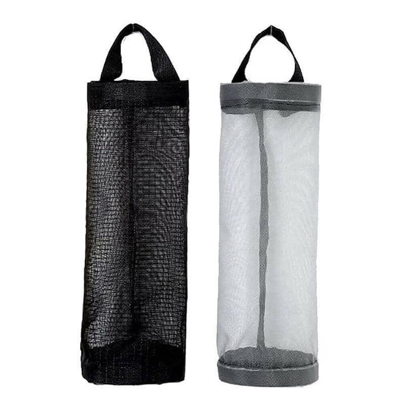 Hanging Mesh Bag Organiser, Plastic Bag Dispenser - Grey - view 3