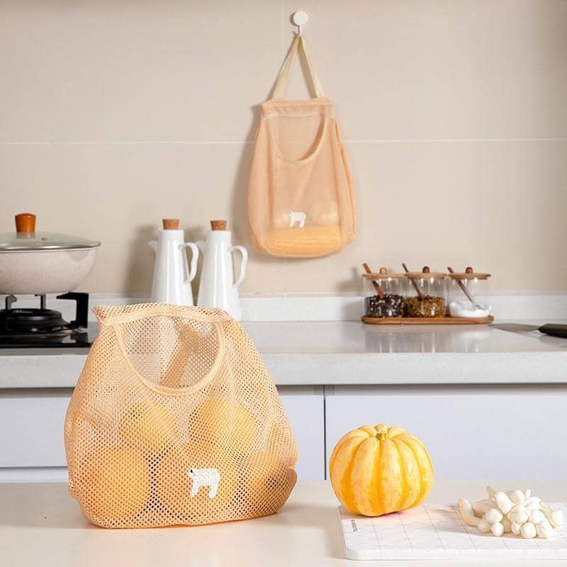 Hanging Mesh Vegetable Storage Bag for Onion, Potato and Garlic - Yellow - view 5