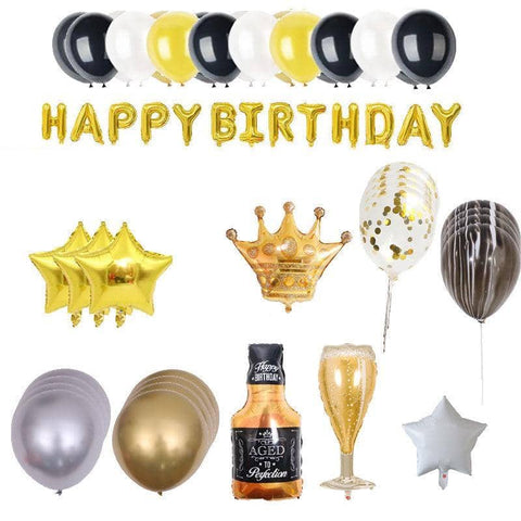 Happy Birthday Balloon Garland Kit - Gold, Pack of 97
