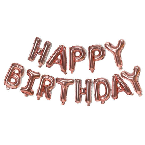 Happy Birthday Foil Balloon Letters Banner Set, Pack of 13 - Rose Gold