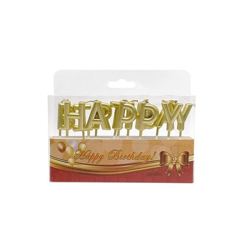 Happy Birthday Letter Cake Candles - Golden