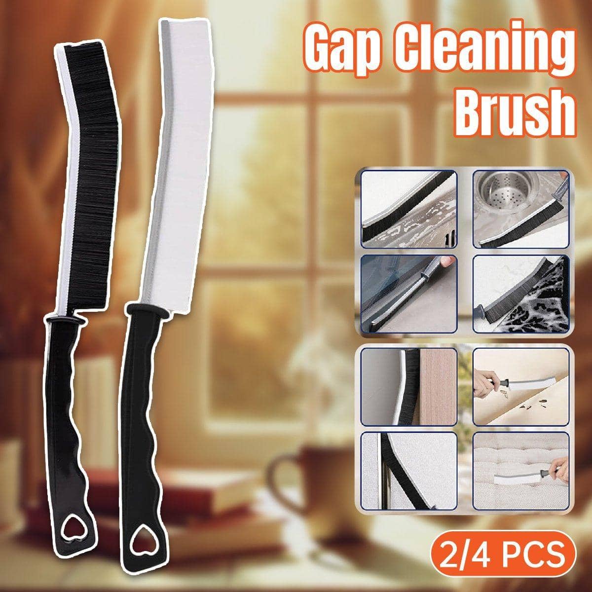 Hard Bristle Crevice Cleaning Brush, 22.5 x 2 cm - Pack of 4, White - view 2