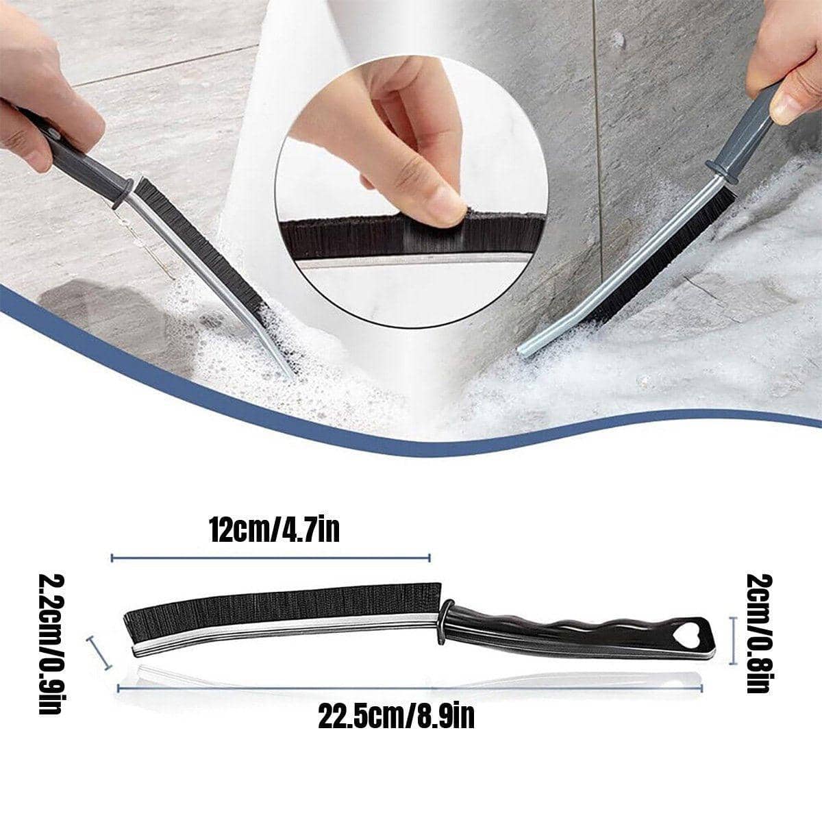 Hard Bristle Crevice Cleaning Brush for Gaps - Black, Pack of 2 - view 5