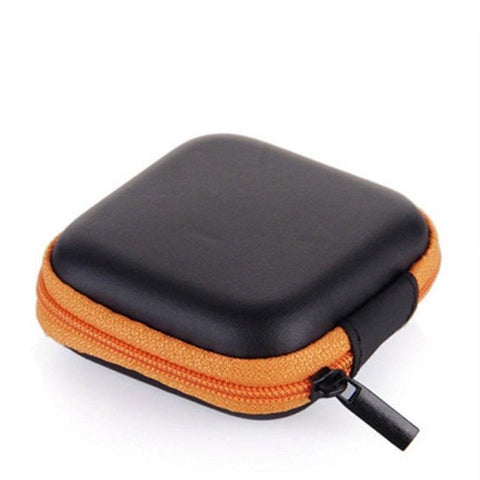 Hard Earphone Case with Inner Mesh Pocket - Orange