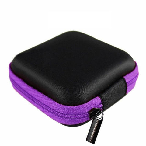 Hard Earphone Case with Inner Mesh Pocket - Purple
