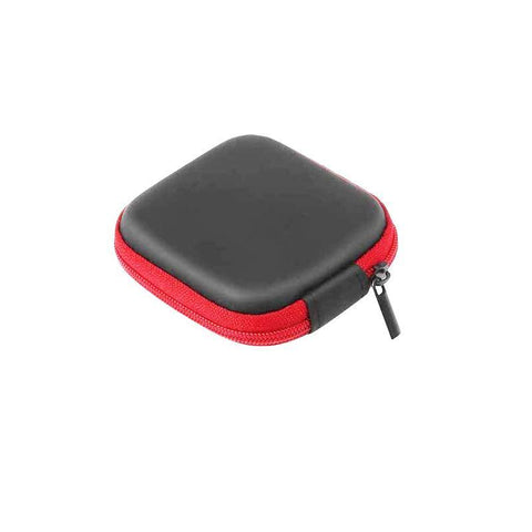 Hard Earphone Case with Inner Mesh Pocket - Red