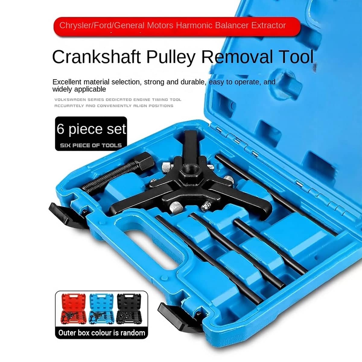 Harmonic Balancer and Crankshaft Pulley Puller Kit, 6 Piece Set with Carry Case - view 5