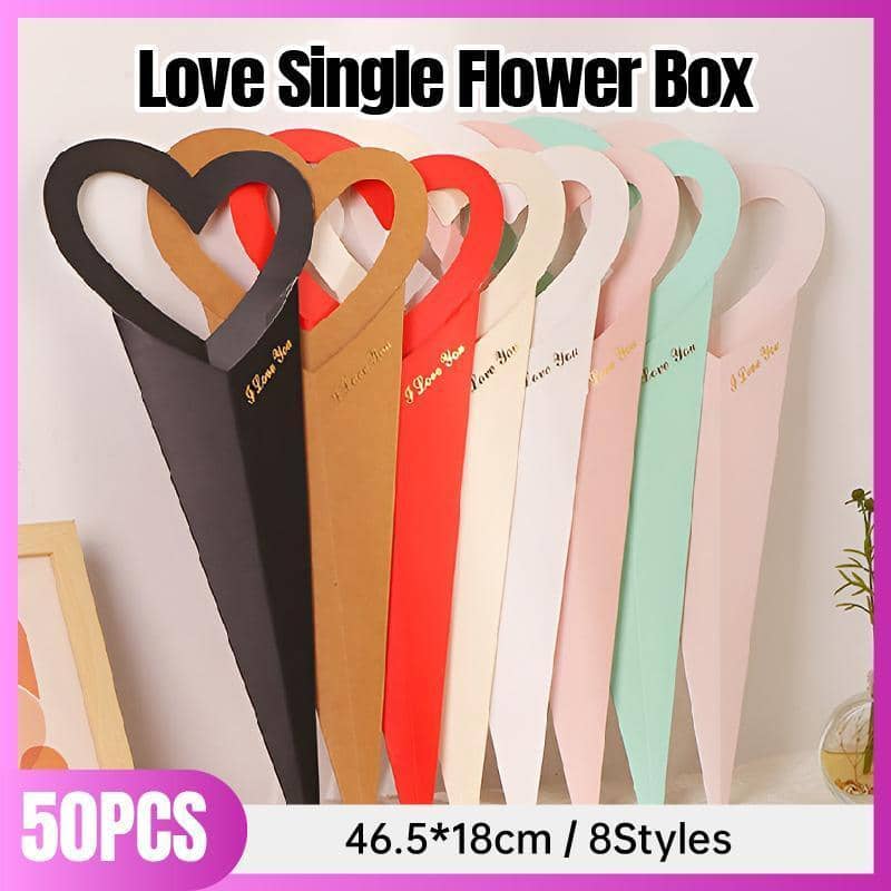 Heart Handle Single Flower Gift Boxes - White, Pack of 50 - view 2
