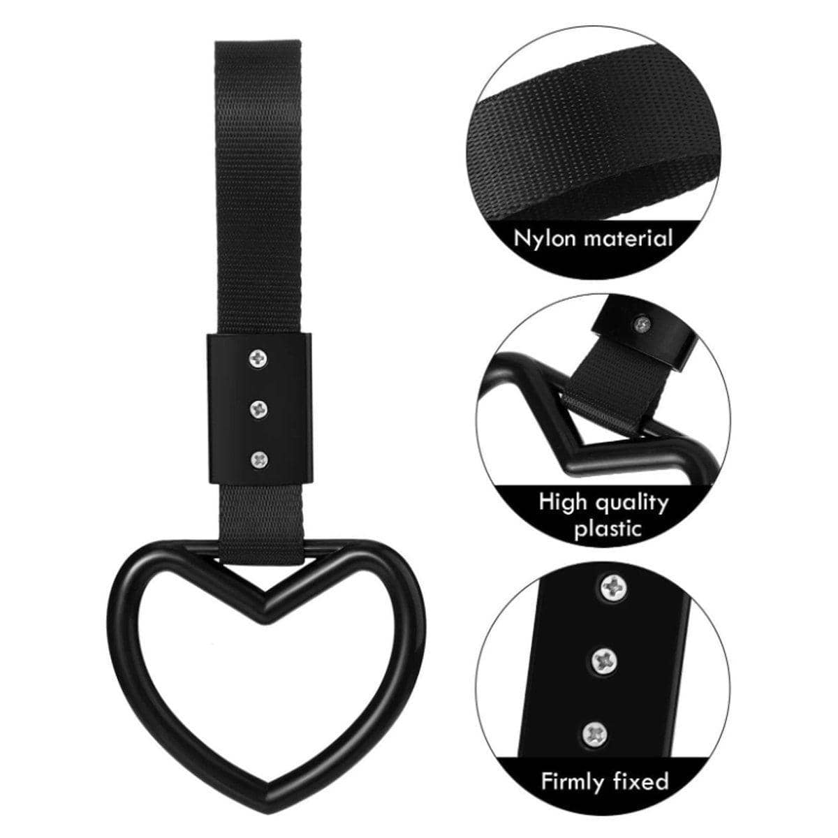 Heart Shaped Car Decorative Pull Ring, Rear Bumper Warning Ring or Interior Handle, Black - view 2