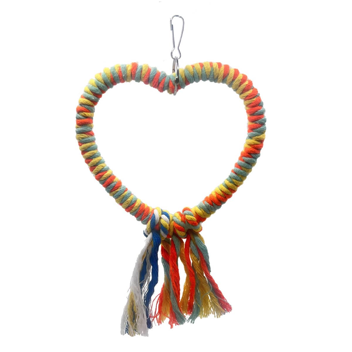 Heart Shaped Cotton Rope Bird Swing Perch, Multicolour - view 2