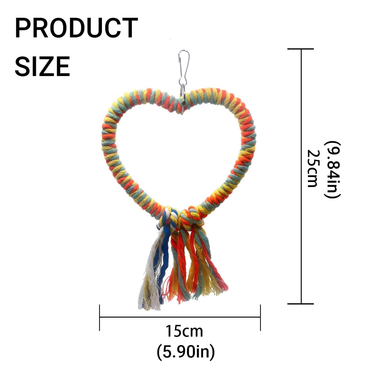Heart Shaped Cotton Rope Bird Swing Perch, Multicolour - view 3
