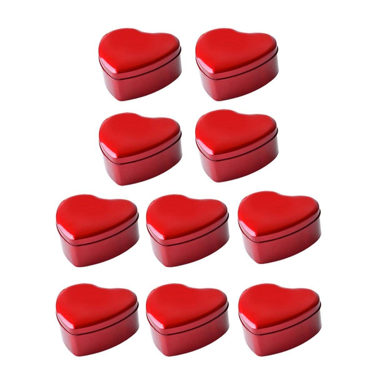 Heart Shaped Tinplate Gift Boxes, Pack of 10 - Medium 9 x 9 x 4.5cm