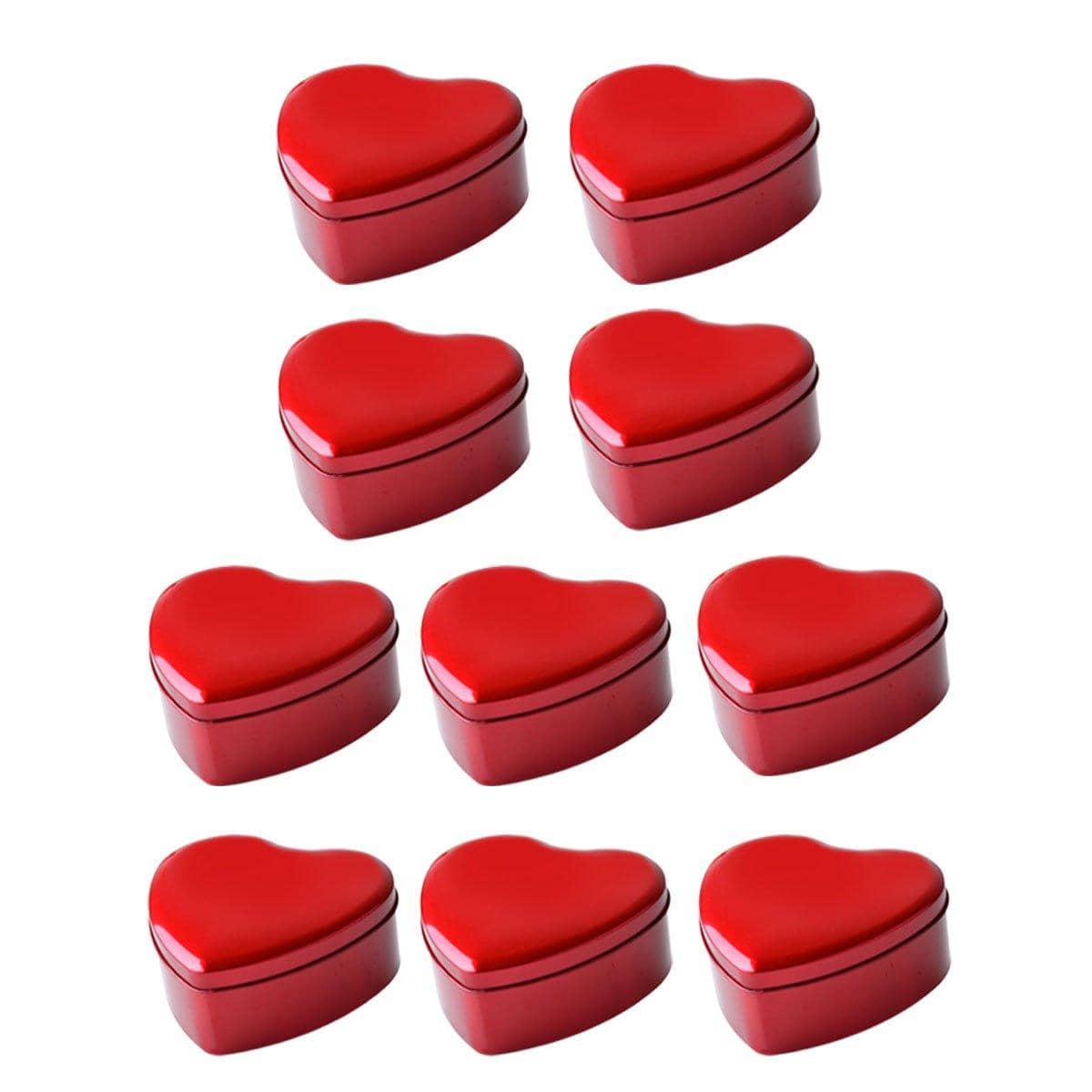 Heart Shaped Tinplate Gift Boxes, Pack of 10 - Small 7 x 7 x 3.6cm