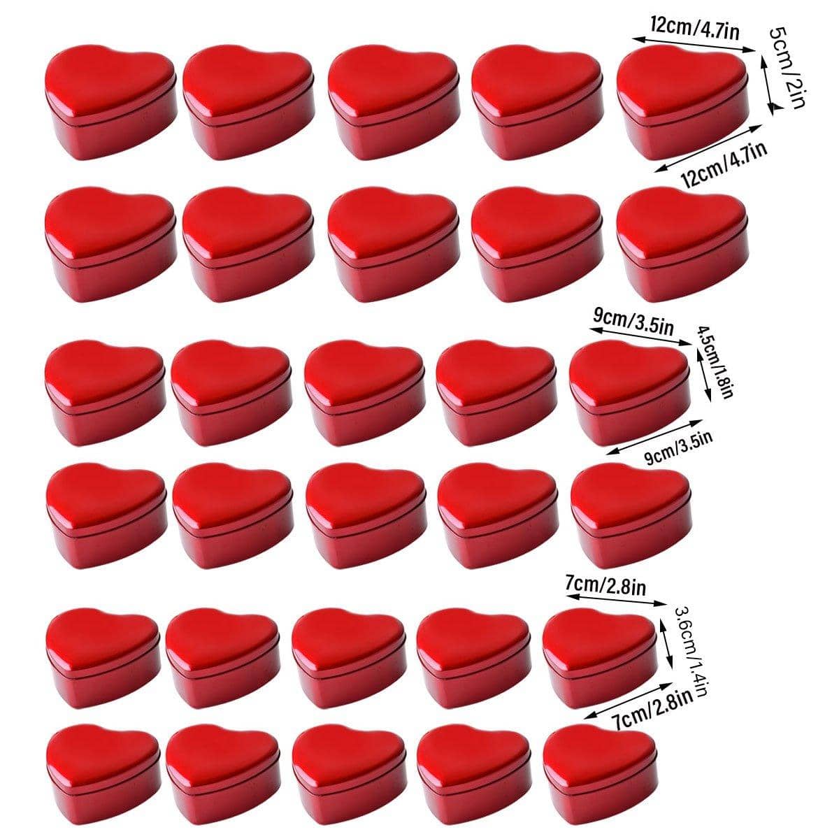 Heart Shaped Tinplate Gift Boxes, Pack of 10 - Small 7 x 7 x 3.6cm - view 4