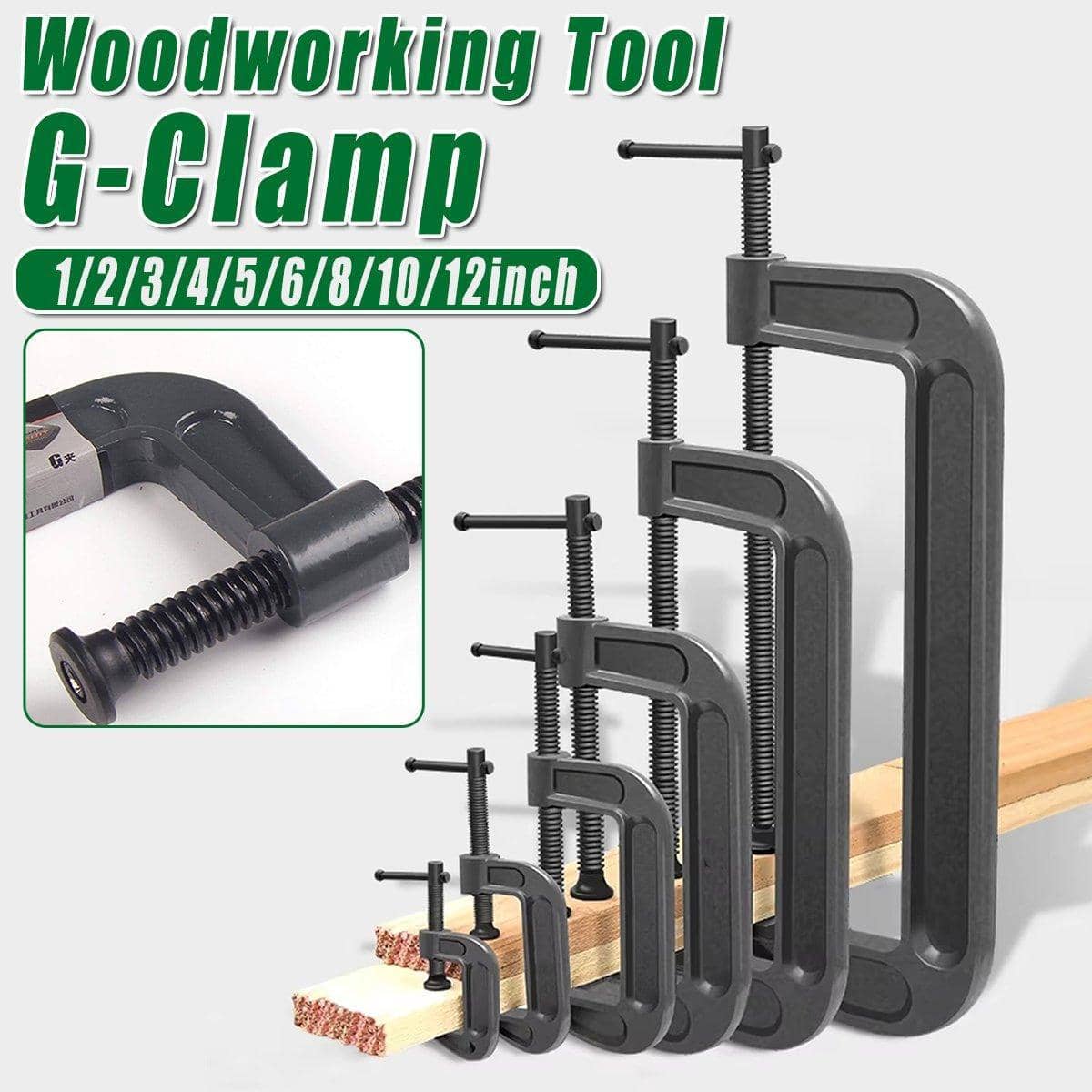 Heavy Duty G Clamp for Woodworking - 2 Inch (5.1 cm), Max Opening 55 mm - view 2