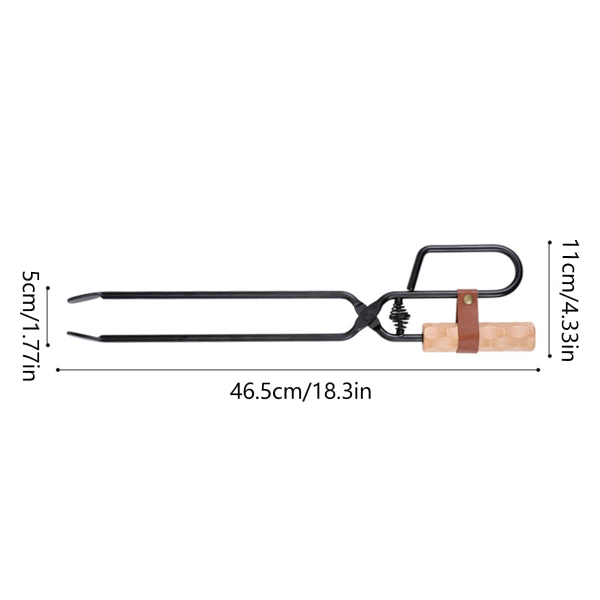 Heavy Duty Iron Fire Tongs for BBQ and Camping, 46.5 cm Long - view 3