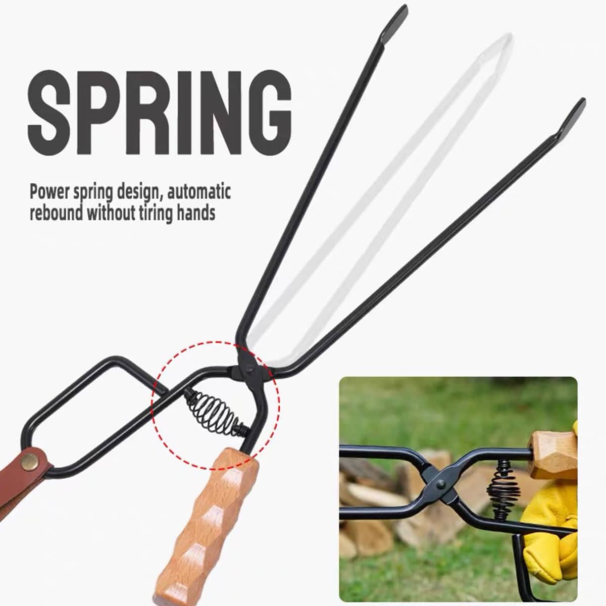Heavy Duty Iron Fire Tongs for BBQ and Camping, 46.5 cm Long - view 4