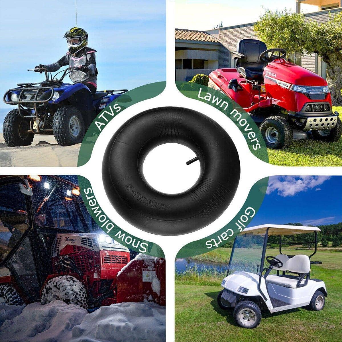 Heavy Duty Rubber Inner Tube 15 x 6.00-6 for Lawn Mowers and ATVs, Pack of 2 - view 4
