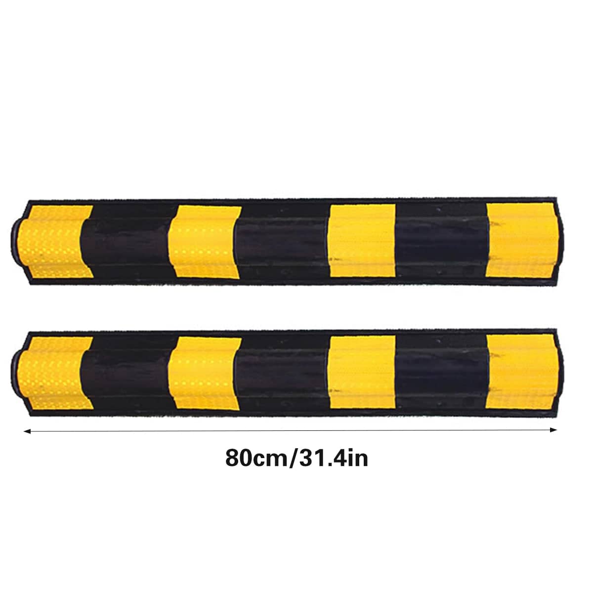 Heavy Duty Rubber Parking Lot Corner Protectors Set of 2 with Reflective Strips - view 3