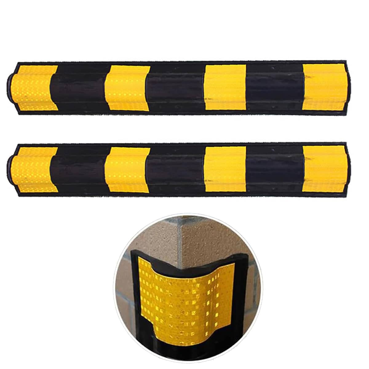 Heavy Duty Rubber Parking Lot Corner Protectors Set of 2 with Reflective Strips - view 5