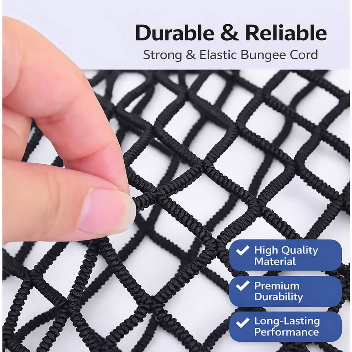 Heavy Duty Truck Bed Cargo Net, Elastic Mesh with 6 Carabiners, 120 x 120 cm - view 5