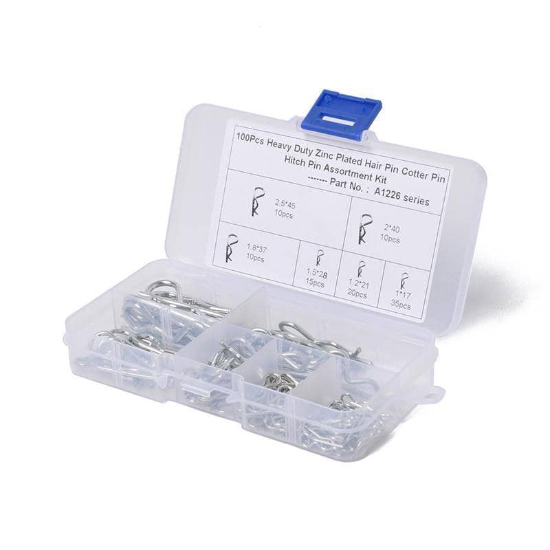 Heavy Duty Zinc Plated R Clip Hitch Pin Assortment for Tractors, Pack of 100 - view 2