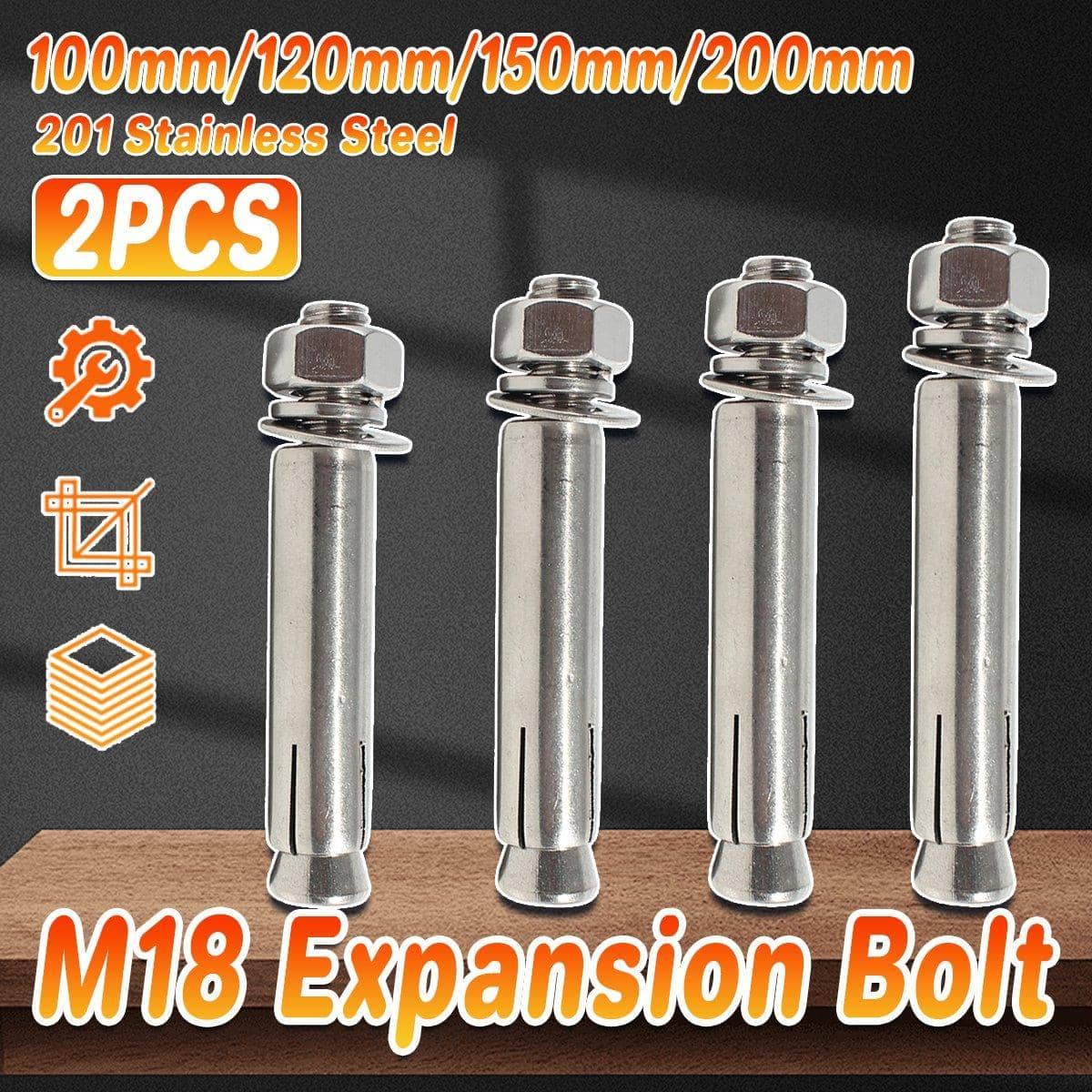 Hexagonal M18 Expansion Bolts for Concrete and Brick - 150 mm, Pack of 2 - view 2