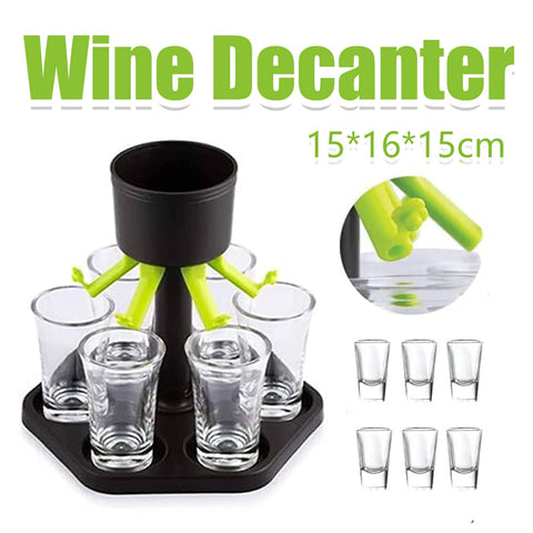 Hexagonal Wine Dispenser with Six Cups for Home Bar and Parties