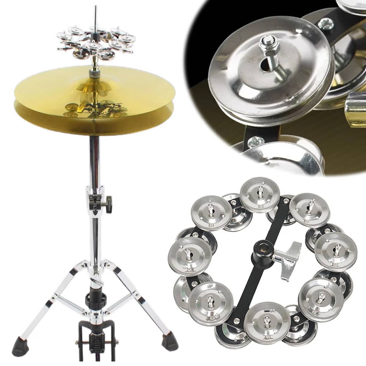 Hi-Hat Tambourine Double-Layer Steel Jingle Ring for Drum Kits - view 5