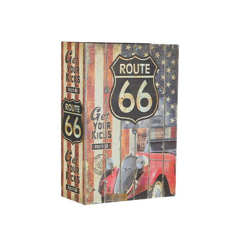 Hidden Book Safe with 3-Digit Combination Lock - Route 66 Design