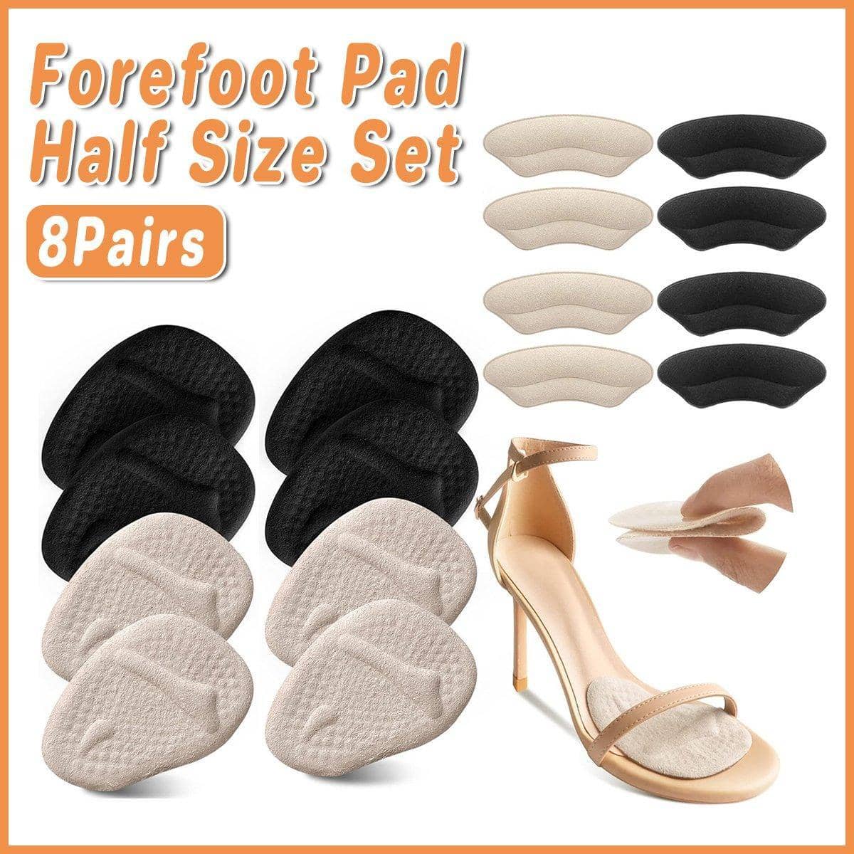 High Heel Cushion Pads Forefoot and Heel Inserts, 8 Pairs