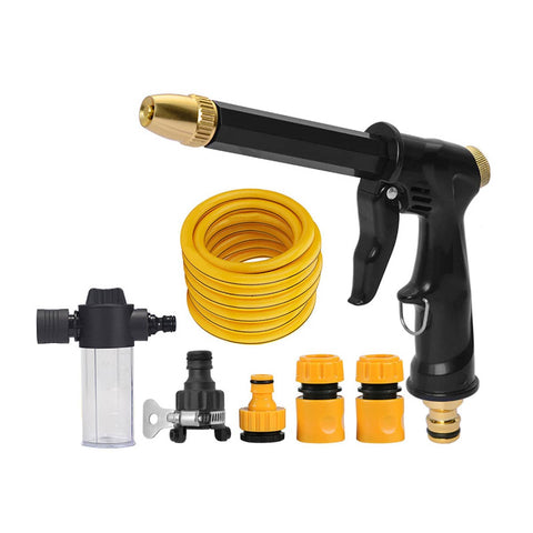 High-Pressure Car Wash Cleaning Water Gun - Set with Hose and Foam Bottle