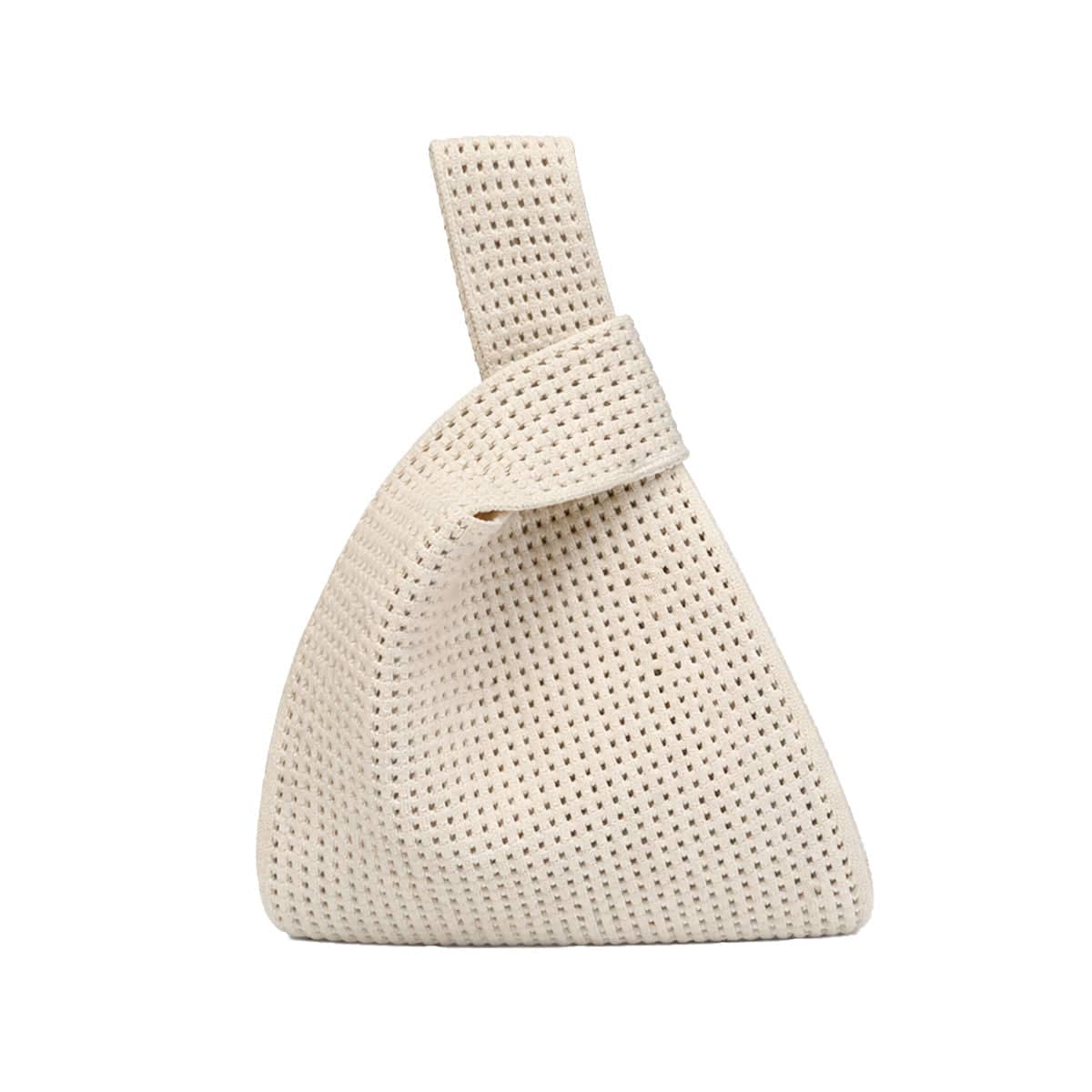 Hollow Knit Knot Wrist Handbag, Pack of 5 - Beige
