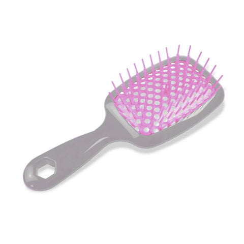 Hollow Vented Detangling Hair Brush - Grey and Pink